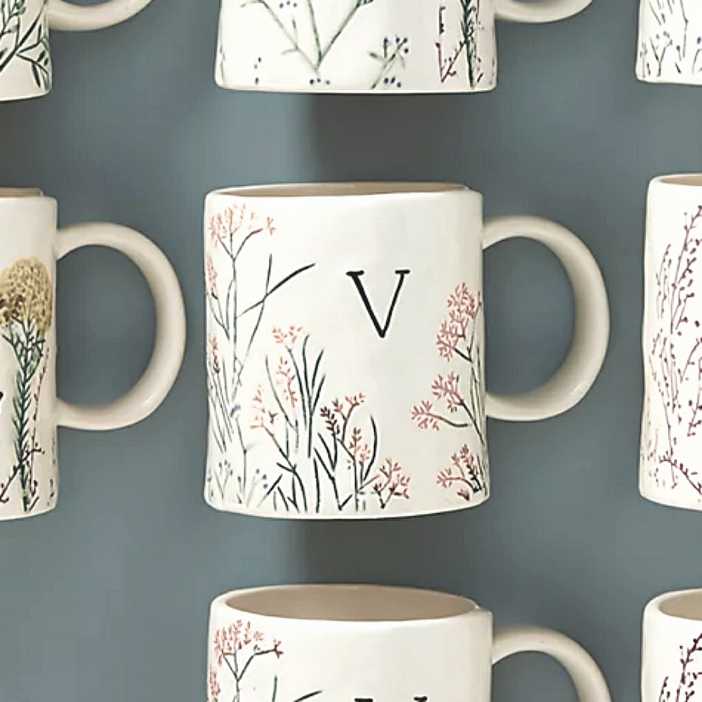 ISO Anthropologie "V" Spring Initial Mug